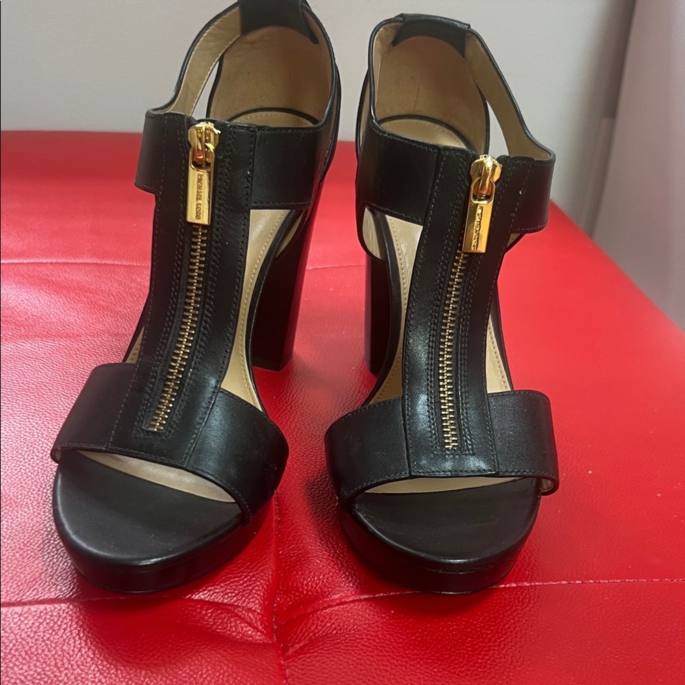 Michael Kors Black Heels with Gold Zipper